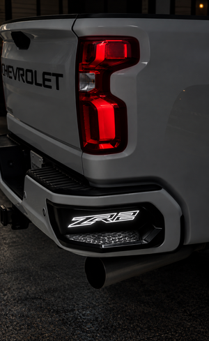 2019-2027+ GMC/Chevy 1500 Illuminated Rear Bumper Corner Step Inserts (Silverado/ Sierra) - AutoLEDTech.com