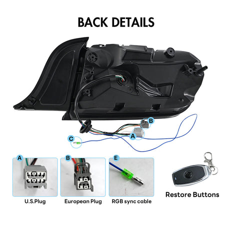 2015-2023 Ford Mustang S550 RGB Flow Smoked Clear LED Tail Lights - AutoLEDTech.com