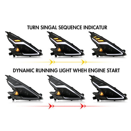 2009-2020 Nissan 370Z Z34 Fairlady RGB LED DRL Headlights - AutoLEDTech.com