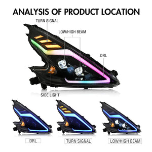 2009-2020 Nissan 370Z Z34 Fairlady RGB LED DRL Headlights - AutoLEDTech.com