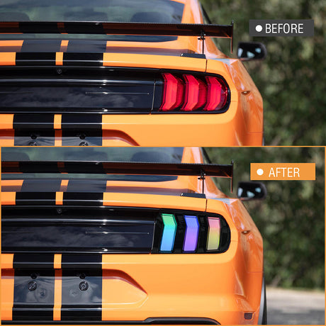 2015-2023 Ford Mustang S550 RGB Flow Smoked Clear LED Tail Lights - AutoLEDTech.com