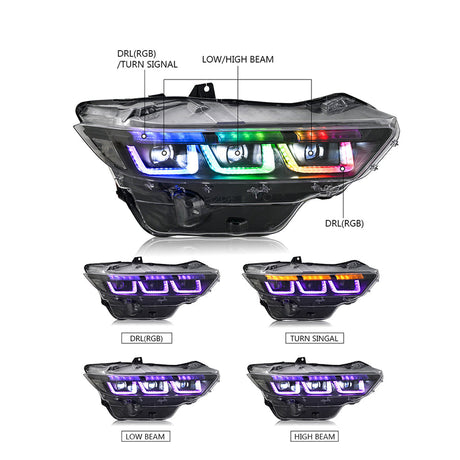 2024-2026+ Ford Mustang S650 RGB Flow Series LED DRL Headlights (old) - AutoLEDTech.com