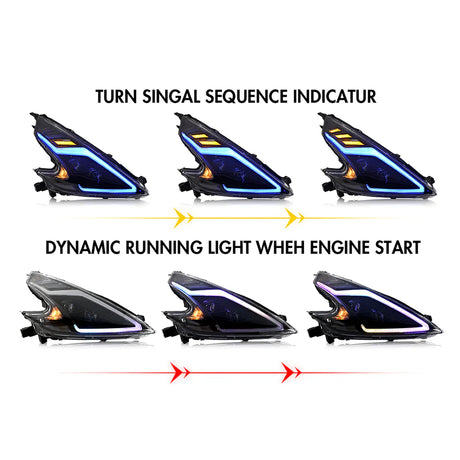 2009-2020 Nissan 370Z Z34 Fairlady RGB LED DRL Headlights - AutoLEDTech.com