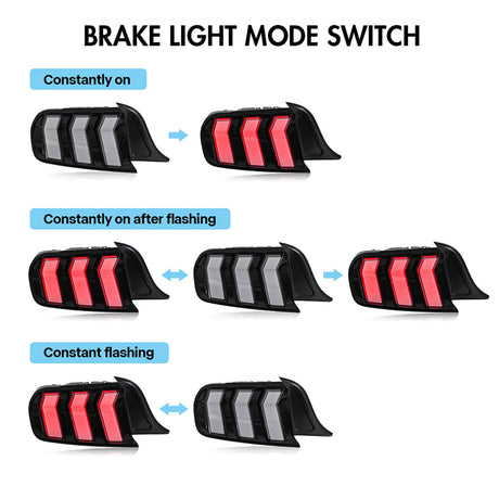 2015-2023 Ford Mustang S550 RGB Flow Smoked Clear LED Tail Lights - AutoLEDTech.com