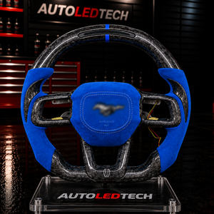 2024-2027+ Ford Mustang Custom Carbon Fiber LED Steering Wheel - AutoLEDTech.com