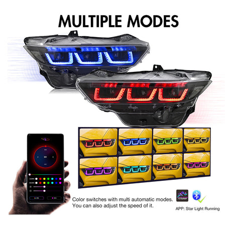 2024-2026+ Ford Mustang S650 RGB Flow Series LED DRL Headlights (old) - AutoLEDTech.com