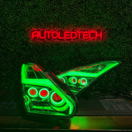 2009-2024 Nissan GTR R35 RGBW Flow Series LED DRL Halo Headlights - AutoLEDTech.com