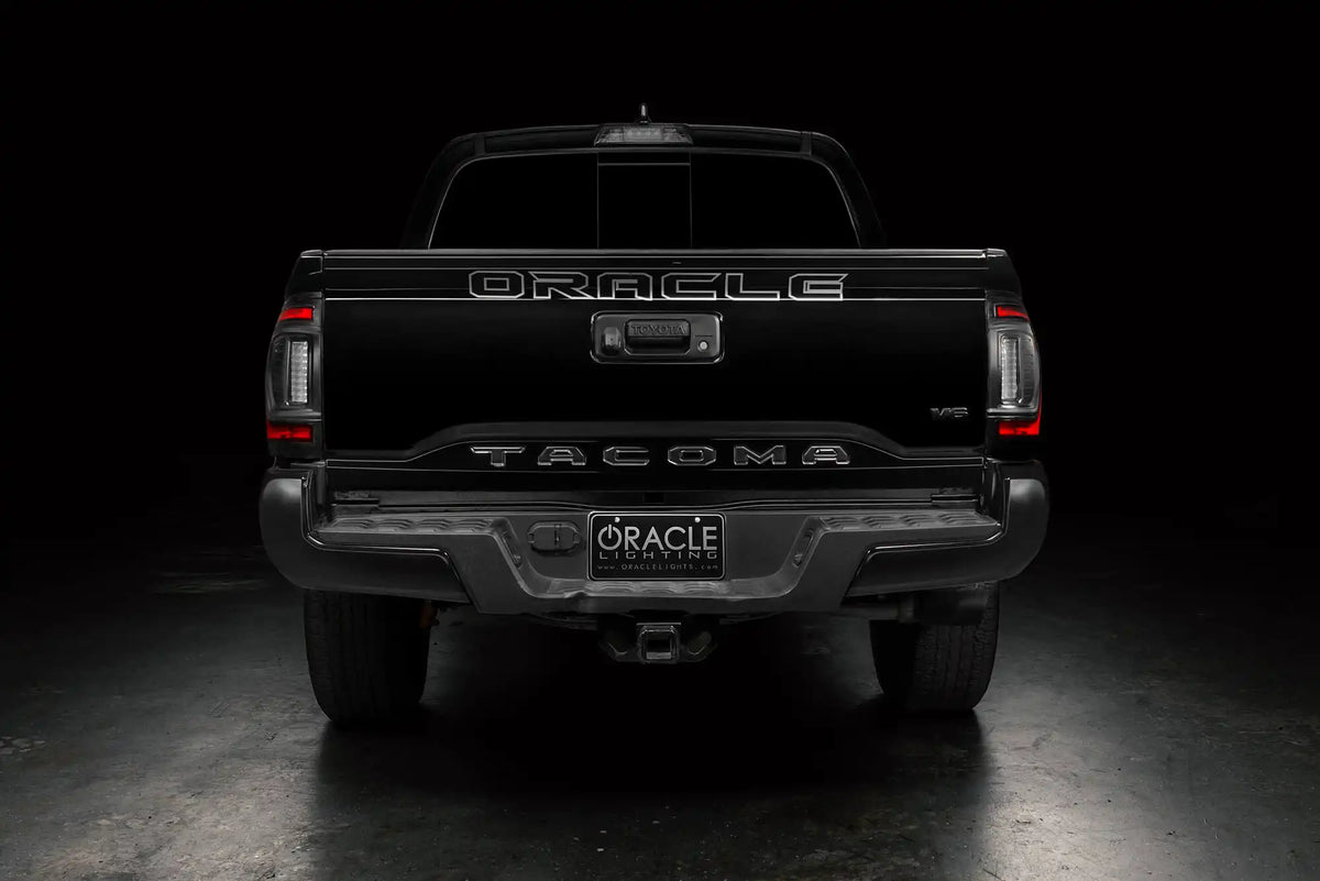 Black Toyota Tacoma with flush mount LED tail lights installed