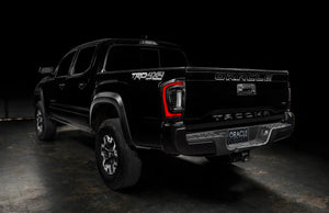 Rear three quarter view of Tacoma with flush mount LED tail lights