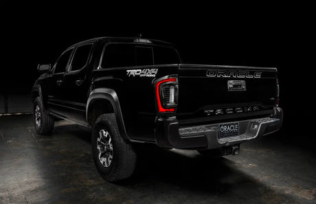 Rear three quarter view of Tacoma with flush mount LED tail lights