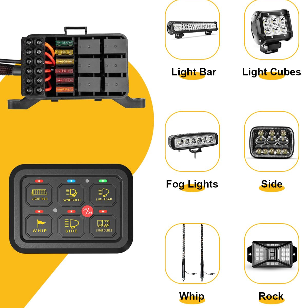 6 Gang Switch Control Panel 12V Relay System - AutoLEDTech.com
