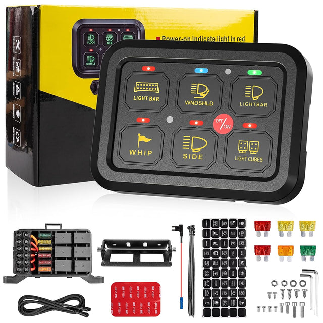6 Gang Switch Control Panel 12V Relay System - AutoLEDTech.com