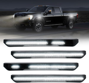 2023-2026+ GMC Canyon Smoked White Amber SCANNING LED Side Markers - AutoLEDTech.com
