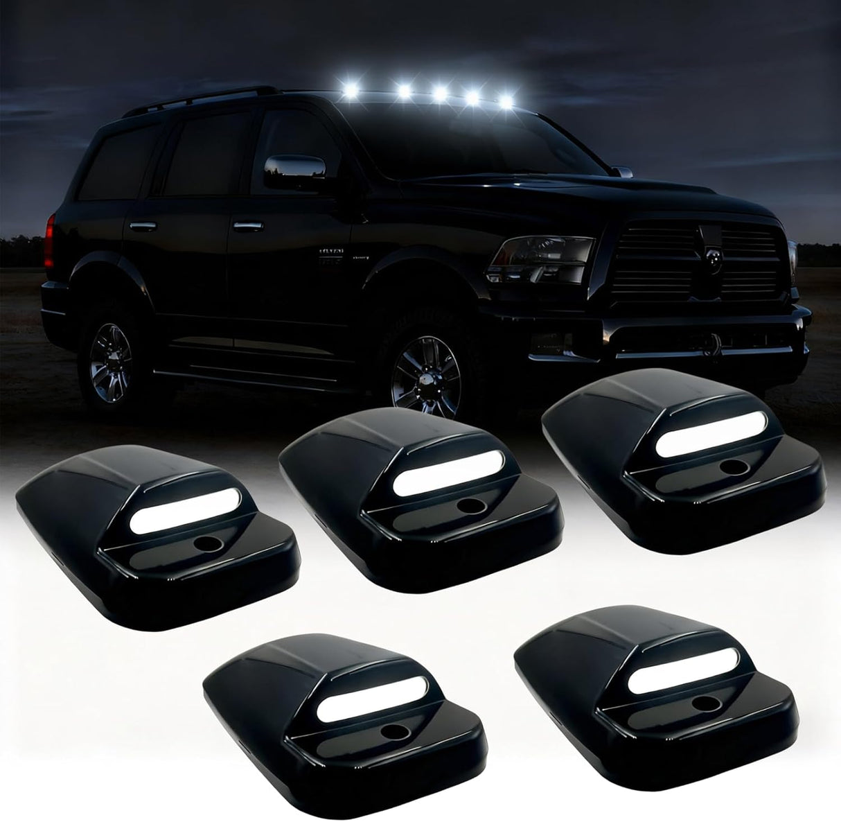 2003-2018 Dodge Ram HD Smoked White Amber Slim-Line LED Roof Cab Lights