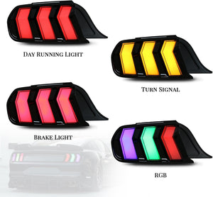 15-23 Ford Mustang S550 RGB Flow Smoked Clear LED Tail Lights