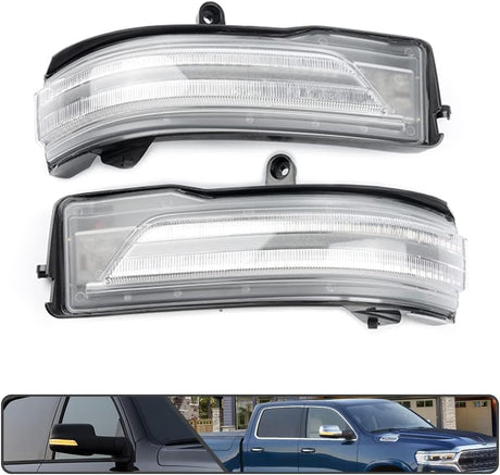 2019-2024 Ram 1500 & TRX Clear Smoked Amber Scanning LED Mirror Lights - AutoLEDTech.com