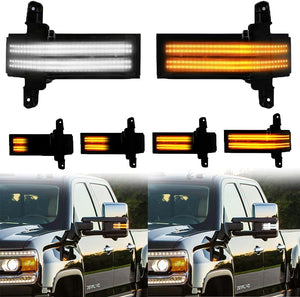 2014-2019 GMC Chevy Sierra Silverado Smoked Switchback LED Mirror Lights