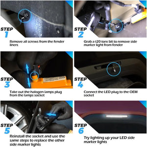 2023-2026+ GMC Canyon Smoked White Amber SCANNING LED Side Markers - AutoLEDTech.com