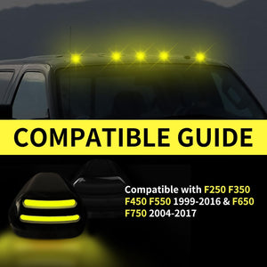 1999-2016 Ford F250 Super Duty Clear Smoked White Amber LED Roof Cab Lights