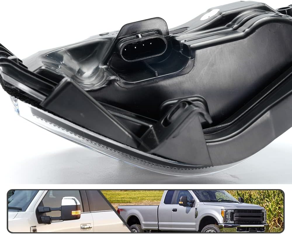 2017-2026+ Ford Super Duty F250 Smoked White Amber LED Mirror Lights - AutoLEDTech.com