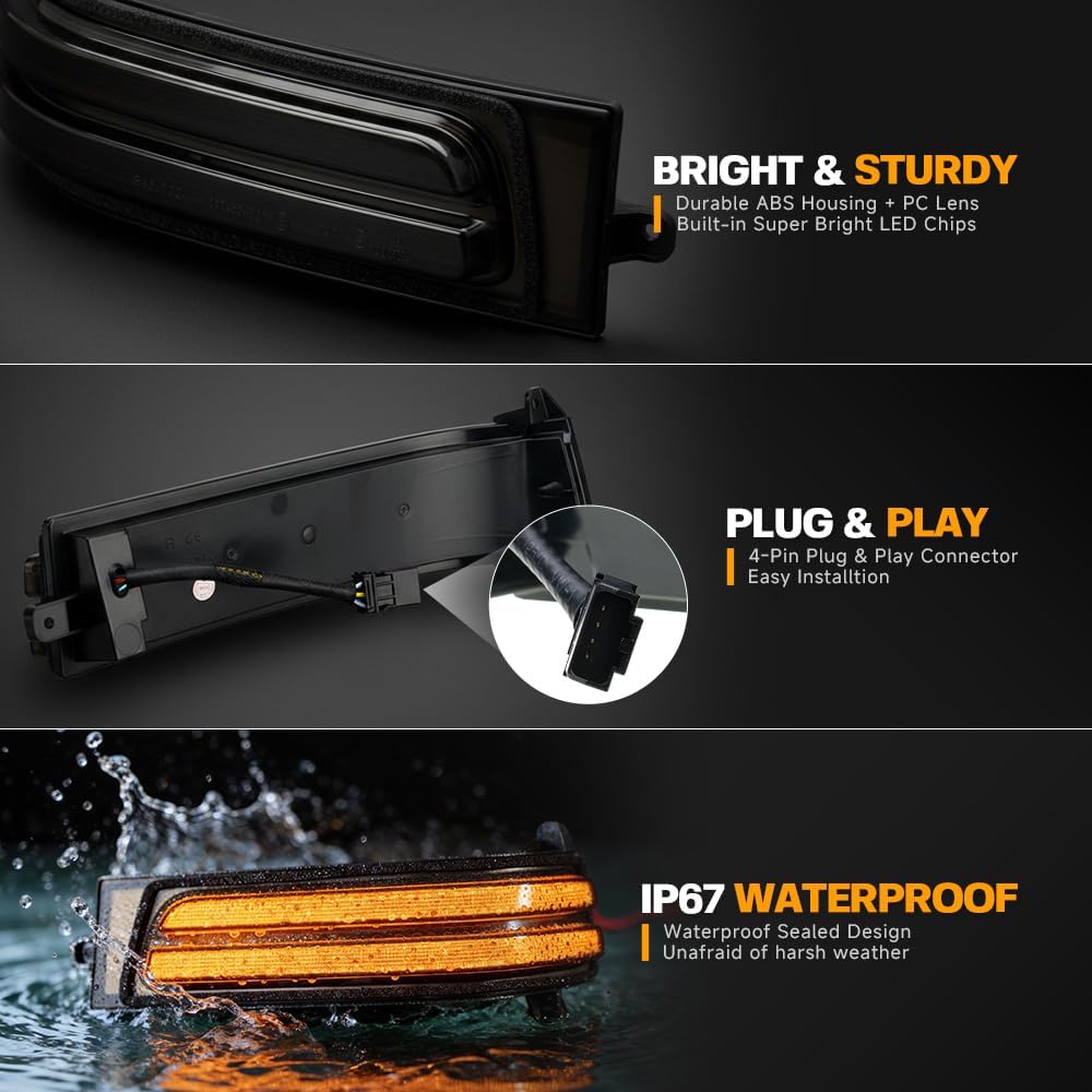 2023-2026+ Ram 1500 2500 HD Smoked White Amber LED Tow Mirror Lights - AutoLEDTech.com