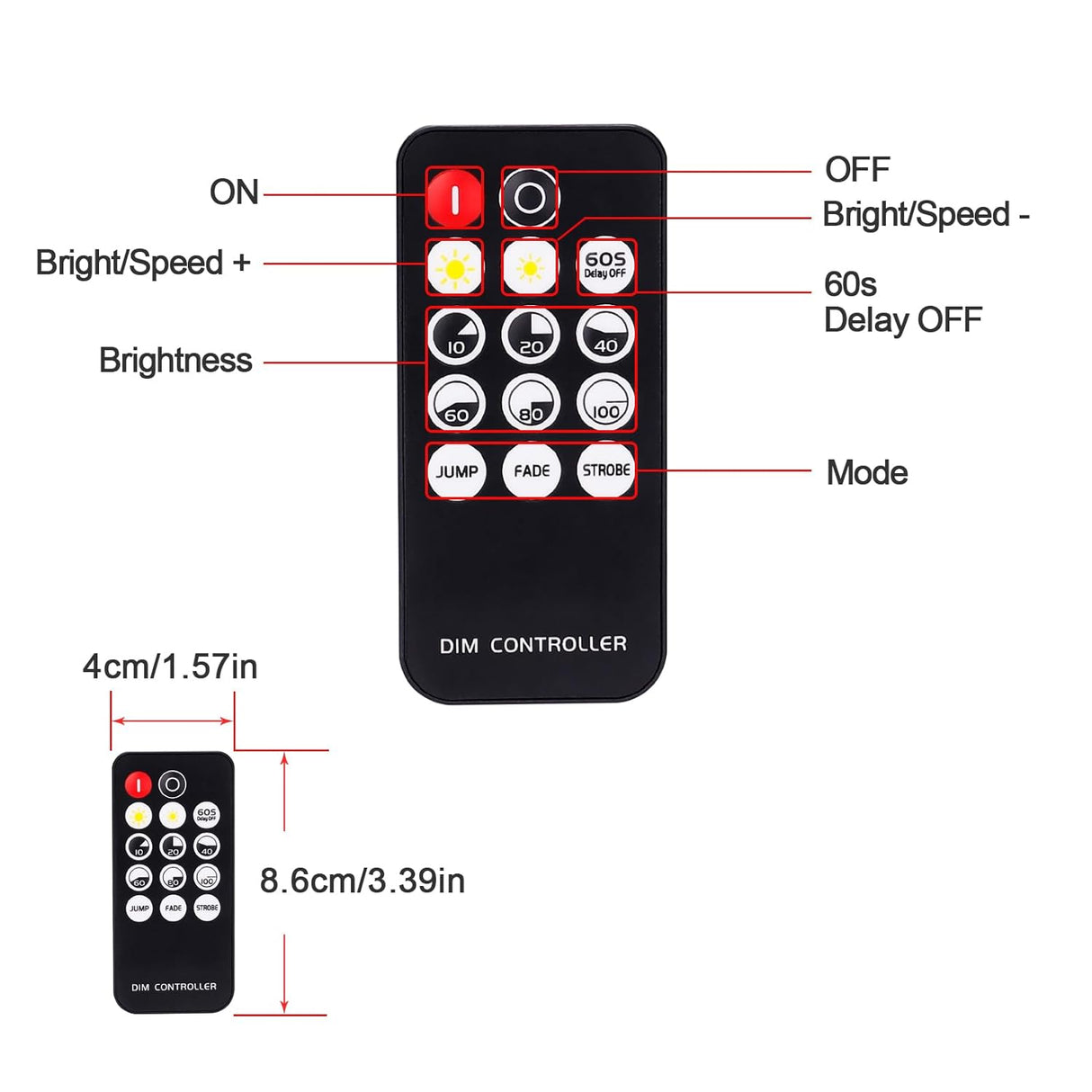 LED Dimmer Controller +  Handheld Remote For LED Grill Accent Lights Kits