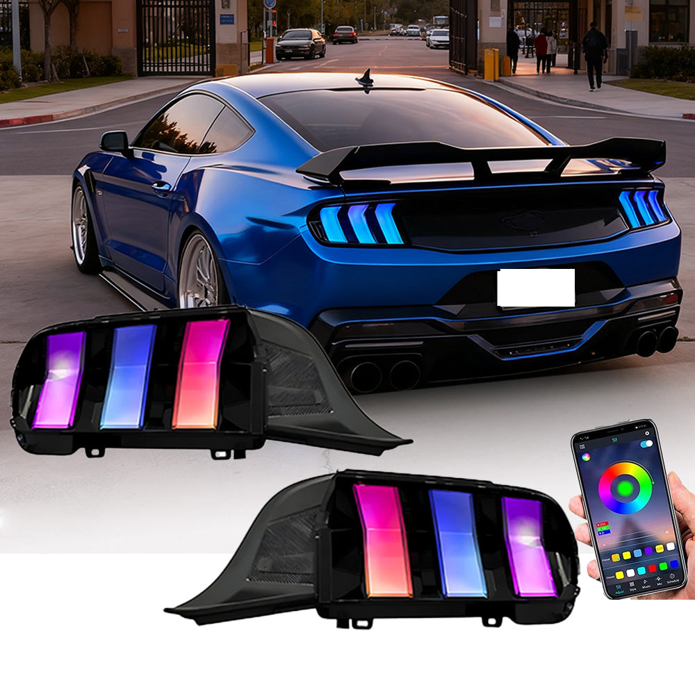 2024-2026+ Ford Mustang S650 RGB Flow Smoked Clear LED Tail Lights