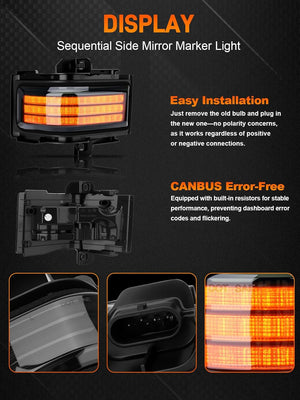 2017-2026+ Ford Super Duty F250 Smoked White Amber LED Mirror Lights - AutoLEDTech.com