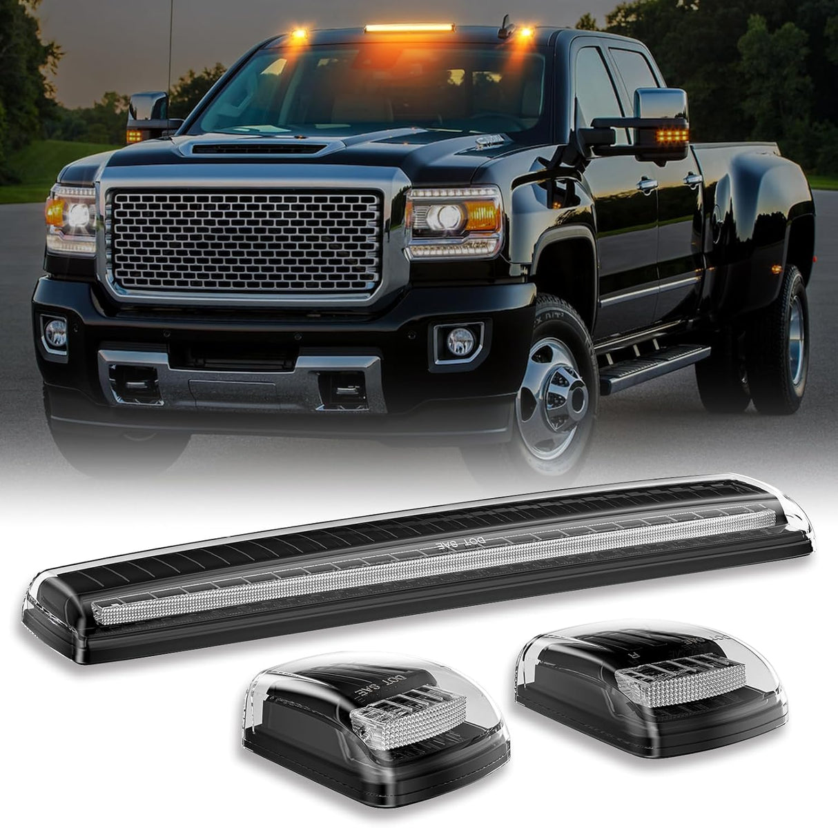 2014-2019 GMC Chevy Sierra Silverado HD Smoked Switchback LED Mirror Lights - AutoLEDTech.com