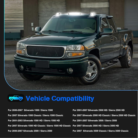 2000-2006 GMC Chevy HD Smoked White Amber LED Roof Cab Lights - AutoLEDTech.com