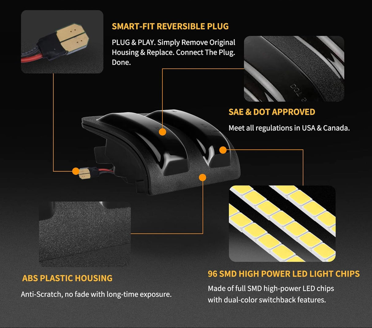 2008-2016 Ford F250 Super Duty Switchback LED Smoked Mirror Lights - AutoLEDTech.com