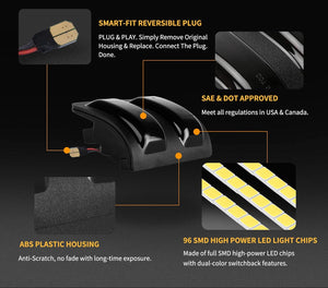 2008-2016 Ford F250 Super Duty Switchback LED Smoked Mirror Lights - AutoLEDTech.com