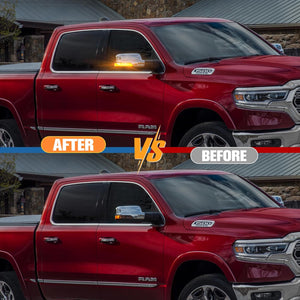 2019-2024 Ram 1500 & TRX Clear Smoked Amber Scanning LED Mirror Lights - AutoLEDTech.com