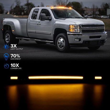 2007-2014 GMC Chevy HD Smoked White Amber LED Roof Cab Lights - AutoLEDTech.com