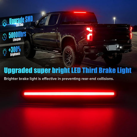 2020-2026+ GMC Sierra Chevy Silverado Smoked LED 3rd Brake Light - AutoLEDTech.com