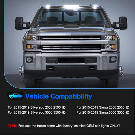 2015-2019 GMC Chevy HD Smoked White Amber LED Roof Cab Lights - AutoLEDTech.com