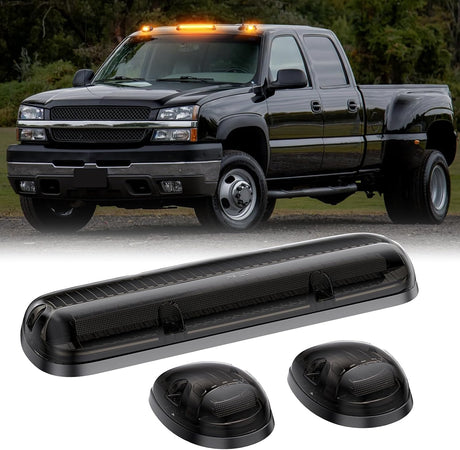 2000-2006 GMC Chevy HD Smoked White Amber LED Roof Cab Lights - AutoLEDTech.com