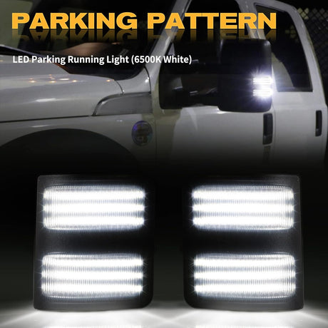 2008-2016 Ford F250 Super Duty Switchback LED Smoked Mirror Lights - AutoLEDTech.com