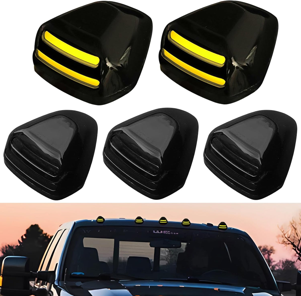 1999-2016 Ford F250 Super Duty Clear Smoked White Amber LED Roof Cab Lights