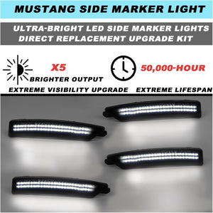 2024+ Ford Mustang S650 SCANNING White LED Smoked Side Marker Lights