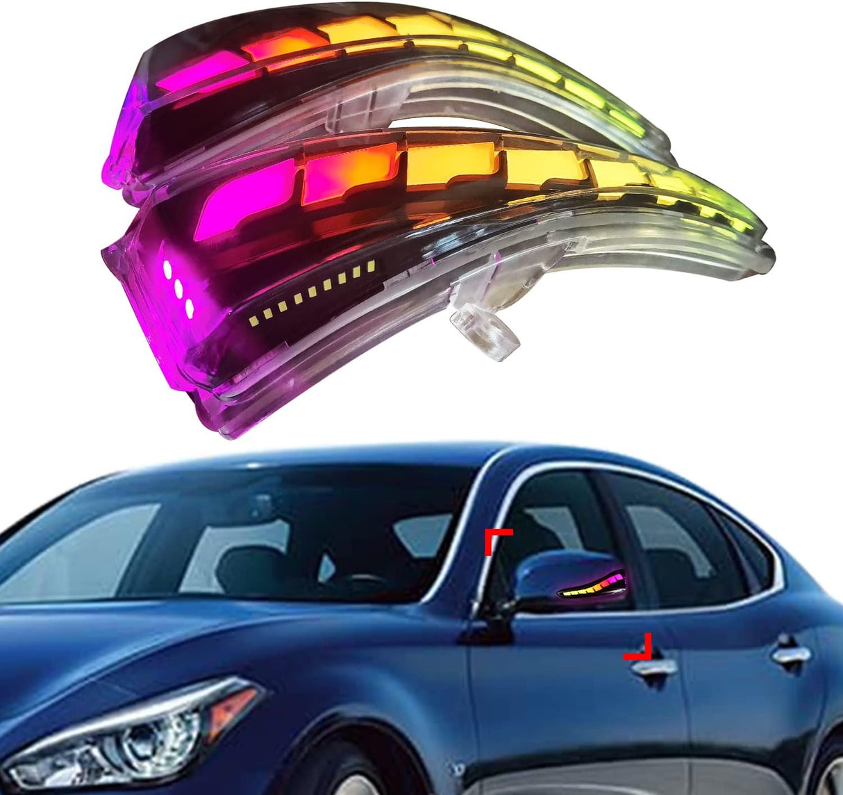 2014-2024 Infiniti Q50 Q60 Q70 Flow Series RGB LED Side Mirror Lights + Turn Signals