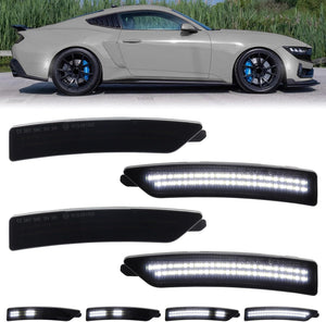 2024+ Ford Mustang S650 SCANNING White LED Smoked Side Marker Lights