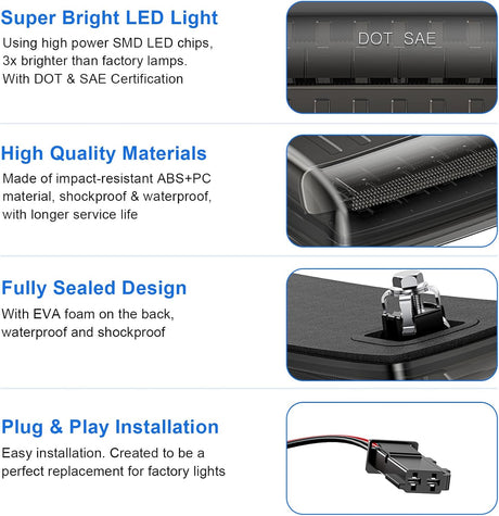 2015-2019 GMC Chevy HD Smoked White Amber LED Roof Cab Lights - AutoLEDTech.com