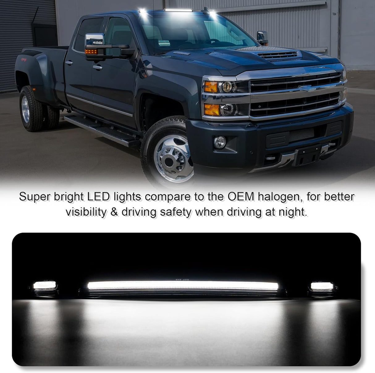 2015-2019 GMC Chevy HD Smoked White Amber LED Roof Cab Lights - AutoLEDTech.com