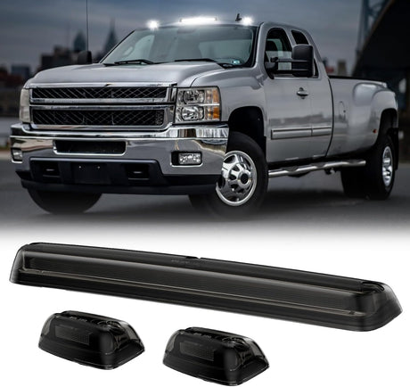 2007-2014 GMC Chevy HD Smoked White Amber LED Roof Cab Lights - AutoLEDTech.com