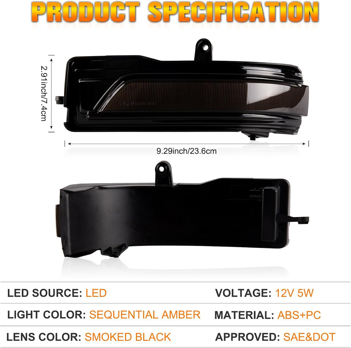 2019-2024 Ram 1500 & TRX Clear Smoked Amber Scanning LED Mirror Lights - AutoLEDTech.com