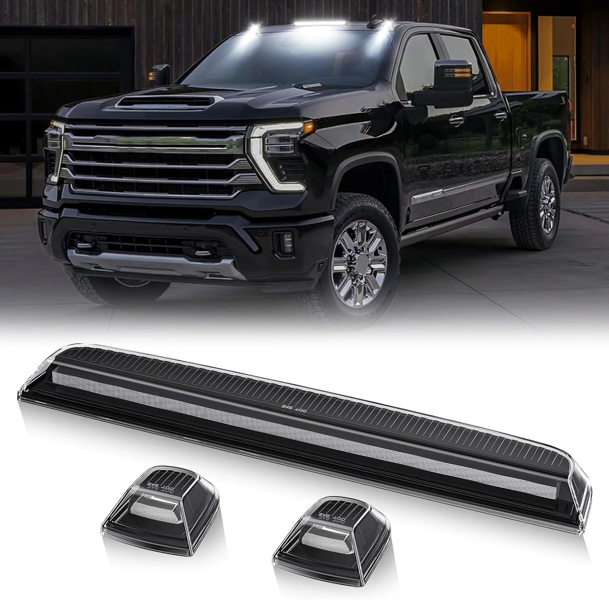 2020-2026+ GMC Chevy HD Smoked White Amber LED Roof Cab Lights