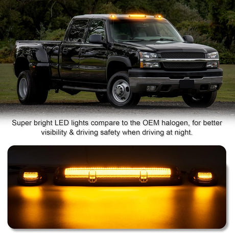 2000-2006 GMC Chevy HD Smoked White Amber LED Roof Cab Lights - AutoLEDTech.com