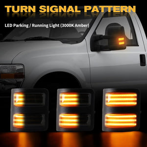 2008-2016 Ford F250 Super Duty Switchback LED Smoked Mirror Lights - AutoLEDTech.com