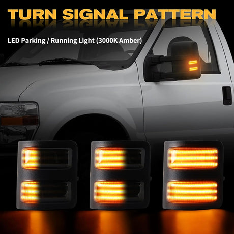 2008-2016 Ford F250 Super Duty Switchback LED Smoked Mirror Lights - AutoLEDTech.com